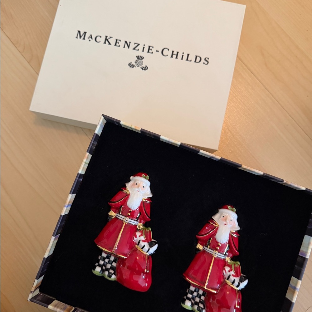 MacKenzie-Childs Red and Black Santa Salt & Pepper Set